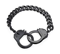 Bling Jewelry Braccialetto Dichiarazione Per Coppie Di Gioielli Per Motociclisti Con Catena Cubana In Acciaio Inossidabile Nero Ip Con Bracciale A Mano Per Uomini Di 8 Pollici