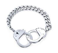 Bling Jewelry Braccialetto Dichiarazione Per Coppie Di Gioielli Per Motociclisti Con Catena Cubana In Acciaio Inossidabile Tono Argento 8 Pollici