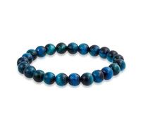 Bling Jewelry Braccialetto Elasticizzato Impilabile Con Perline Rotonde Di Occhio Di Tigre Azzurro Cielo In Pietra Semipreziosa Da 8 MM Per Donne, Uomini, Adolescenti E Unisex