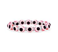 Bling Jewelry Braccialetto Elastico Con Perle Di Vetro Turchese Traslucido Rosa Occhio Malvagio Per Donne Adolescenti, Con Distanziatori Di Cristallo Rondelle Per Protezione E Buona Fortuna