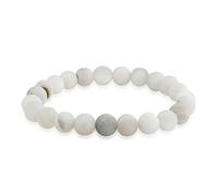 Bling Jewelry Braccialetto Elastico Impilabile Con Perle Rotonde In Agata Crazy Lace Bianco Grigio Opaco Da 8 MM, Per Donne, Uomini E Adolescenti Unisex