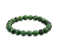 Bling Jewelry Braccialetto Elastico Impilabile Con Perline Rotonde In Giada Verde Africana Di Pietra Preziosa Semipreziosa Da 8 MM Per Donne, Uomini, Adolescenti E Unisex