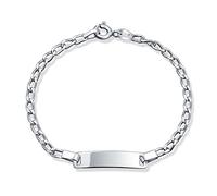 Bling Jewelry Braccialetto Sottile Di Identificazione Personalizzato E Inciso Con Nome Curb Cuban Link Plated.925 Argento Sterling. Polso Piccolo Da 6 Pollici