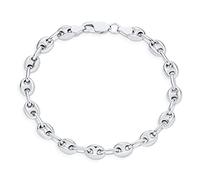 Bling Jewelry Braccialetto Unisex In Argento Sterling .925 Con Maglia Di Ancoraggio Nautico E Catena Marina Gonfia Per Donne E Uomini Larga 6 Mm E Lunga 8 Pollici