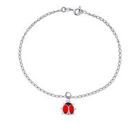 Bling Jewelry Cavigliera con ciondolo a forma di coccinella rossa portafortuna per giardino, braccialetto a maglie per caviglia per donne e adolescenti in argento sterling .925, 9,75 pollici.
