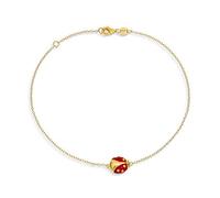 Bling Jewelry Cavigliera con ciondolo coccinella rossa e ape regina da giardino per donne e adolescenti, placcata in oro 14K, argento sterling .925, regolabile da 9 a 10 pollici.