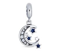 Bling Jewelry Celestial Cosmic Twinkle Stary Night Crescent Moon Star Pendenti Goccia Per Donne Adolescenti .925 Argento Adatto A Bracciale Europeo