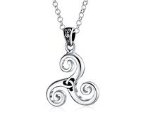 Bling Jewelry Ciondolo Antico A Spirale Celtica Spirituale Con Nodo Triskele Vichingo Triquetra Per Donne Adolescenti In Argento Sterling .925 Ossidato