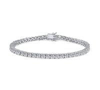 Bling Jewelry Classico Ciondolo alla Caviglia da Tennis con Zirconi Cubici Taglio Brillante Rotondo da 3 MM AAA CZ per Donne E Ragazze Adolescenti, Placcato in Argento, Lungo 9 Pollici