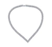 Bling Jewelry Collana A V Con Dichiarazione Di Zirconi Cubici Geometrici Nuziali In Stile Art Deco Con AAA CZ Trasparenti Per Donne Sposa Promessa Di Matrimonio Argento Placcato