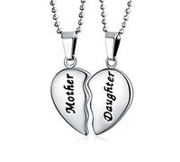 Bling Jewelry Collana con ciondolo a puzzle spezzato a forma di cuore per madre e figlia, set di 2 pezzi separabili, in acciaio inossidabile tono argento per mamma.