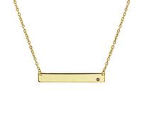 Bling Jewelry Collana Con Ciondolo Placcato Con Il Nome Della Barra Laterale Incidibile Per Le Donne, Mese Di Nascita Rosso, Cristallo Placcato Oro 14K, Argento Sterling