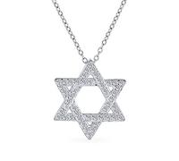 Bling Jewelry Collana con ciondolo Stella di David intrecciata tradizionale religiosa Magen Judaica con accento in Zirconia Cubica CZ per donne adolescenti Bat Mitzvah in argento sterling .925