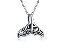 Bling Jewelry Collana con Pendente a Forma di Coda di Balena per Amanti del Mare Nautico Vacanza Luna di Miele Sirena Pinne Oceano Vita Marina in Argento Sterling .925 Ossidato per Donne e Uomini