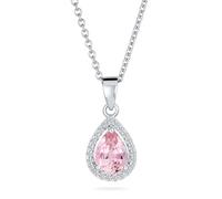 Bling Jewelry Collana con pendente a goccia da 5CT in argento sterling 925 stile vittoriano vintage delicato da sposa con zircone cubico rosa a forma di pera solitario AAA CZ halo per donna