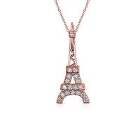 Bling Jewelry Collana Con Pendente Della Torre Eiffel Di Parigi Con Zirconi Cubici Incastonati In Stile Pave, Ideale Per Donne E Adolescenti, In Argento Sterling .925 Ossidato