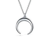 Bling Jewelry Collana Di Mezza Luna Trendy Con Corno Celestiale Per Donne Collane In Argento Sterling .925 Per Donne Collana Di Mezza Luna A Falce Pendente A Doppie Corna.