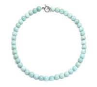 Bling Jewelry Collana girocollo con filo di perle di pietra preziosa rotonda di amazzonite azzurro chiaro 10MM, gioielli western per donne con chiusura placcata in argento, 15 pollici.