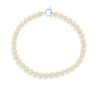 Bling Jewelry Collana girocollo con perline rotonde in diaspro liscio semplice classico occidentale sabbia chiara da 10MM per donne adolescenti con chiusura toggle placcata argento da 15 pollici.