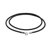 Bling Jewelry Collana in Corda di Cuoio Nero Liscio Unisex in Vera Pelle per Uomini, Donne E Adolescenti. Chiusura in Argento Sterling .925 Lunga 24 Pollici