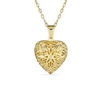 Bling Jewelry Collana Medaglione Diffusore Di Profumo D'Olio Essenziale Di Aromaterapia A Forma Di Cuore A Stella In Filigrana In Stile Vintage Per Donne Adolescenti Placcata In Oro 18K