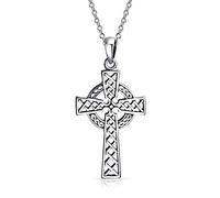 Bling Jewelry Collana Pendente a Croce Celtica Trinità Infinito Religiosa Nodo d'Amore Stile Vintage per Donne e Adolescenti in Argento Sterling .925