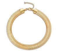 Bling Jewelry Collare Flessibile Aderente Dorato In Stile Catena Di Serpente A Spina Di Pesce Omega Per Donne Adolescenti Flessibile Aderente 15 Pollici 10 MM Di Larghezza