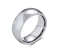 Bling Jewelry Coppie Multi Sfaccettato Prism Cut Titanium Wedding Band Anelli Per Gli Uomini Per Le Donne Silver Tone Comfort Fit 8Mm