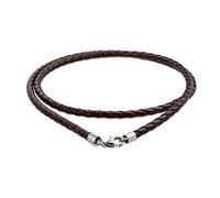 Bling Jewelry Cordino Intrecciato in Vera Pelle Marrone per Collana con Ciondolo per Donne, Uomini E Adolescenti. Chiusura A Moschettone in Argento .925 Lunga 18 Pollici