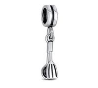 Bling Jewelry Cuoco Cuoco Laurea Culinaria Utensili Da Cucina Cucchiaio Forchetta Dangle Charm Bead Per Le Donne Ossidato .925 Sterling Silver Fit Bracciale Europeo