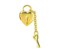 Bling Jewelry Cuori A Forma Di Lucchetto E Chiave D'Oro Charm Bead Per Le Donne Fidanzate Placcato In Oro 14K .925 Argento Adatto Al Braccialetto Europeo