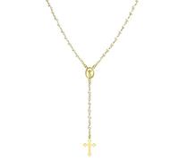 Bling Jewelry Delicate E Raffinato Rosario Con Medaglione Di Perle Bianche Simili Al Vero Perline Da Custode Angelo Croce Collana Per Donne Adolescenti Placcata In Oro 18K