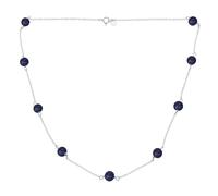 Bling Jewelry Delicato Semplice Autentico Collana Con Perline Di Pietra Preziosa Blu Lapislazzuli Stile Tin Cup A Forma Di Pallina Per Donne In Argento Sterling .925 Lunga 18 Pollici