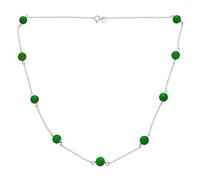 Bling Jewelry Delicato Semplice E Autentico Collana Con Perle Di Giada Verde In Stile Tin Cup Con Catena Di Palline Rotonde In Argento Sterling .925 Lunga 18 Pollici Adatta Alle Donne