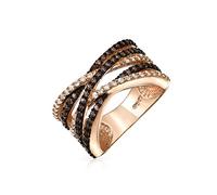 Bling Jewelry Dichiarazione Crossover Criss Cross Due Toni Marrone Caffè Pave Aaa Cz Statement Band Ring Per Le Donne Placcato Oro Rosa In Ottone