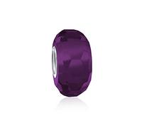 Bling Jewelry Solido Viola Traslucido Sfaccettato Murano Vetro .925 Argento Sterling Nucleo Perlina Distanziatore Si Adatta Bracciale Europeo Di Fascino Per Le Donne Teen
