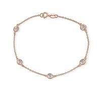 Bling Jewelry Elegante Delicato Cubic Zirconia CZ Per La Caviglia Braccialetto A Catena Per Le Donne Placcato Oro Rosa In Argento Sterling .925 9 Pollici