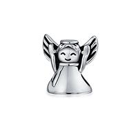 Bling Jewelry Fata Custode Felice Angelo Aureolato E Stella Dei Desideri Charm Bead Per Le Donne Per L'Adolescenza Ossidato .925 Sterling Silver Adatto Al Braccialetto Europeo