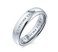Bling Jewelry Fede Nuziale in Titanio a Cupola Semplice Personalizzata per Coppie Anello Lucido per Uomo e Donna Comfort Fit 5MM Incisione Personalizzata