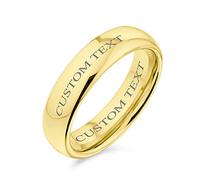 Bling Jewelry Fede Nuziale in Titanio a Cupola Semplice Personalizzata per Coppie Anello Lucido per Uomo e Donna Comfort Fit 5MM Inciso su Misura