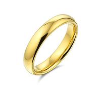 Bling Jewelry Semplice Banda Nuziale Di Titanio Delle Coppie Della Cupola Sottile Lucidata Anello Placcato Oro 14K Per Gli Uomini Per Le Donne Misura Di Comodità 4Mm