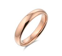 Bling Jewelry Fede nuziale in titanio semplice e sottile a cupola per coppie, anello placcato in oro rosa lucido per uomo e donna, vestibilità comoda 4MM