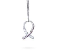 Bling Jewelry Forza E Speranza Elegante Pave Cubic Zirconia CZ Nastro Rosa Per I Sopravvissuti Al Cancro Al Seno Collana Per Le Donne .925 Sterling Argento