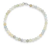 Bling Jewelry Gioielli Occidentali Semplici E Semplici Molto Leggero Aqua Multi Shades Aquamarine Round 10Mm Bead Strand Collana A Clavicola per Donne Chiusura in Argento Placcato 17 Pollici