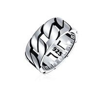 Bling Jewelry Gioielli per motociclisti da uomo Anello a catena aperta urbana per uomo Tribale gotico in argento massiccio 925 Fatto a mano in Turchia