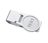 Bling Jewelry Grande Largo Forte Cerchio Rotondo Pieghevole sopra Lo Stile Incernierato Uomini Money Clip Titolare di Carta per Gli Uomini Adolescenti Padre Silver Tone Acciaio Inossidabile Inciso