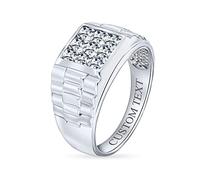 Bling Jewelry Homme Carré Géométrique Coupe CZ Watch Band Genre Bague De Fiançailles Rose Anneau Argent Sterling 925
