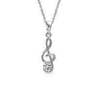 Insegnante Di Musica Studente Cz Accento Musicista Chiave Di Violino Pendente A Forma Di Nota Musicale Per Donne Adolescenti .925 Argento Sterling
