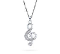 Bling Jewelry Insegnante Di Musica Studente Pave Cubic Zirconia Cz Musicista Chiave Di Violino Nota Musicale Ciondolo Pendente Per Donne Adolescenti Placcato In Argento