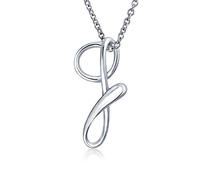 Bling Jewelry Lettera G Alfabeto Corsivo Script Iniziale Collana Pendente Per Le Donne .925 Argento Sterling 18 Pollici